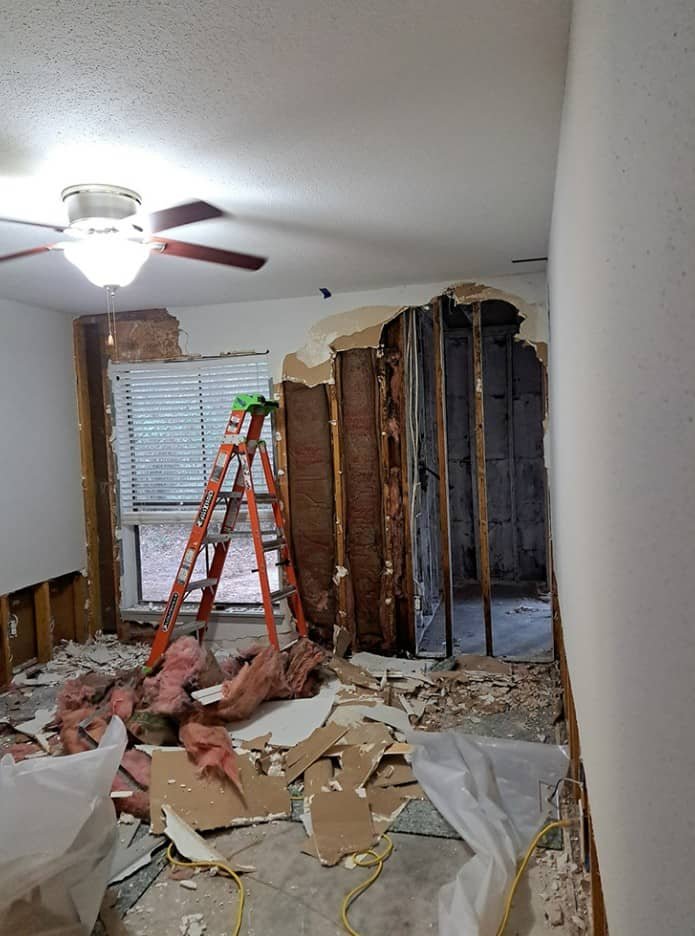 Miami investment property with walls opened for heavy rehab